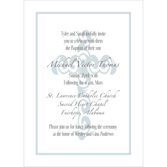 Decorative Cross in Blue Invitations